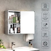 Plantex Bathroom Mirror Cabinet/304 Stainless Steel Bathroom Cabinet with Mirror/Bathroom Storage Cabinet/Wall Mounted Mirror Bathroom Cabinet (10x16 Inch-Chrome)
