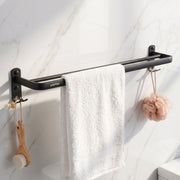 Plantex Aluminium Dual Towel Rod/Towel Hanger/Cloth Hanger for Bathroom with Hooks/Bathroom Accessories (Black) 24 Inch