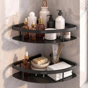 Plantex Bathroom Corner Shelf for Wall Mount/304 Grade Stainless Steel Corner Shelf for Bathroom with Railings/Bathroom Accessories - Pack of 2  (9x9 inches, Black)