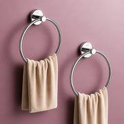 Plantex Stainless Steel Towel Ring for Bathroom/Wash Basin/Napkin-Towel Hanger/Bathroom Accessories - (Chrome/Round) - Pack of 2