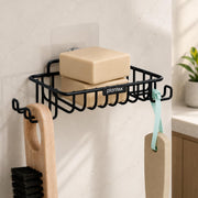 Plantex Self Adhesive GI Steel Soap Holder with Hook for Bathroom/Soap Stand/Wall Mounted Soap Holder Bathroom Accessories - (Black)