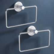 Plantex Stainless Steel Towel Ring for Bathroom/Wash Basin/Napkin-Towel Hanger/Bathroom Accessories (Chrome-Rectangular) - Pack of 2