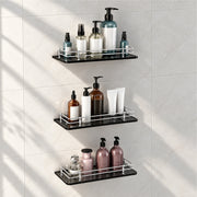 Plantex Heavy Duty Black Glass Shelf for Bathroom/Kitchen Wall Shelf/Living Room Glass Shelf, Polished (12x6 Inches - Pack of 3)
