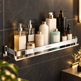 Plantex Stainless Steel Bathroom Shelf Rack/Bathroom Organizer/Wall Shelf for Bathroom Accessories Set/Kitchen Stand/Kitchen Shelves & Racks-(Chrome 18x5 Inches)