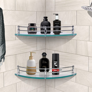 Plantex glass corner shelf - Durable glass display shelf