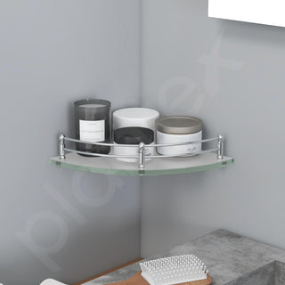 Plantex frosted glass corner shelf - Easy wall mount installation