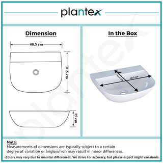 Plantex wall hung wash basin - durable and easy to clean