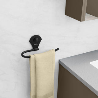 Plantex black towel holder - rust-proof design