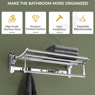 Plantex stainless steel towel rod - efficient storage