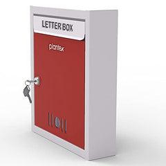 Plantex Big Size Letter Box for Home/Mail Box/Letter Box for gate and Wall with Key Lock (Red & Ivory)