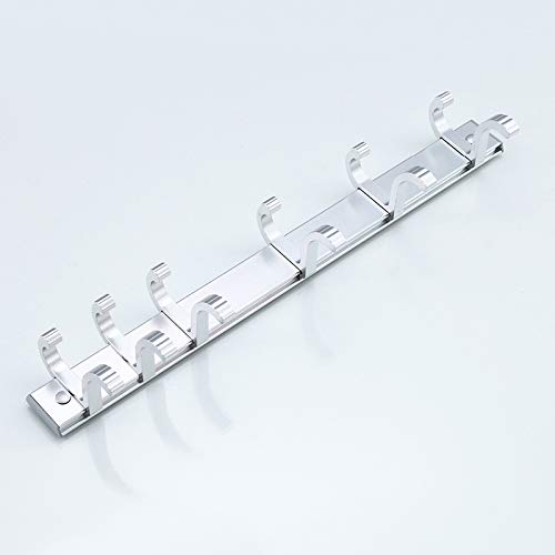 Plantex Aluminium Hook Rail with Movable Hooks for Bathroom/Hook Rail for Cloth/Towel Hanger (6 Hooks) - Silver