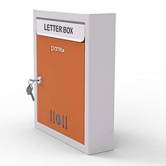 Plantex Letter Box - Mail Box/Post Box/Letter Box for Home gate/Complaint Box/Suggestion Box/Donation Box with Key Lock (Orange & Ivory) - Wall Mount A4 Size