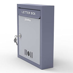 Plantex Wall Mount A4 Size Letter Box - Mail Box/Letter Box for Home gate with Key Lock (Dark Grey)