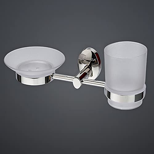 Plantex Oreva Silver 2 in 1 soap and Brush Holder Stand for Bathroom and wash Basin (304 Stainless Steel)