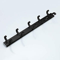 Plantex Aluminum Hook Rail with Movable Hooks for Walls of Kitchen/Bathroom/Hook Rail Bar for Clothes/Towel/Keys (5 Hooks) Black