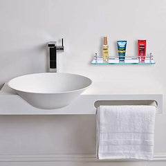 Plantex Premium Transparent Glass Shelf for Bathroom/Kitchen/Living Room - Bathroom Accessories (Polished 12x6 - Pack of 3)