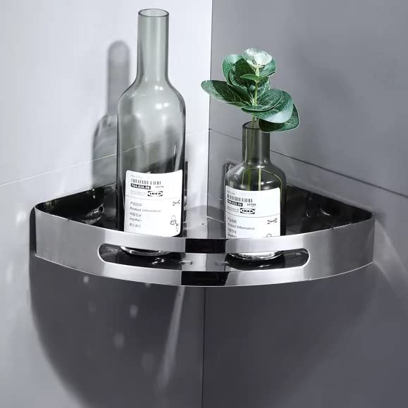 Plantex Stainless Steel Corner/Bathroom Shelf/Kitchen Shelf/Wall Mount (8x8 Inches) - Chrome