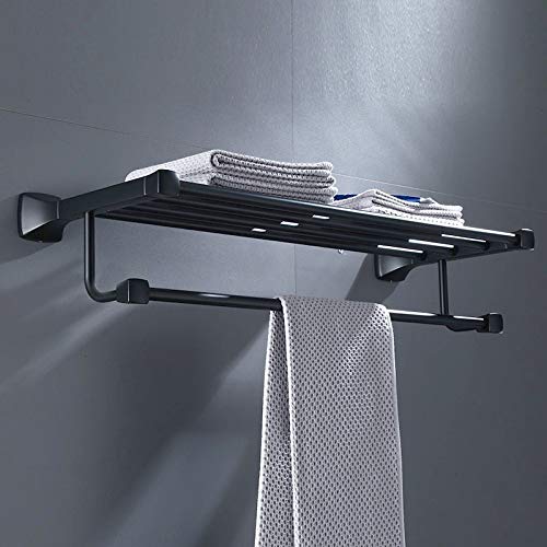 Plantex Space Aluminum Towel Rack for Bathroom/Towel Stand/Hanger/Bathroom Accessories(24 Inch-Black)