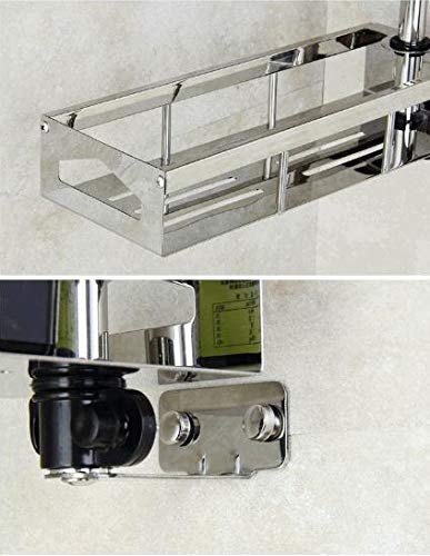 Plantex Stainless Steel Three-Layer Rotating Square Frame Rotating Bathroom Storage Rack/Shelf Bathroom Accessories - (Silver)