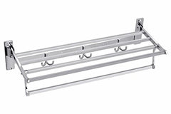 Plantex Stainless Steel Folding Towel Rack for Bathroom/Towel Stand/Hanger/Bathroom Accessories (18 Inch - Square)