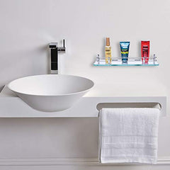 Planet Deluxe Glass Shelf for Bathroom/Wall Shelf/Bathroom Storage Shelf(12x6 Inches-Transparent)