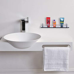 Plantex Premium Black Glass Shelf for Bathroom/Kitchen/Living Room - Bathroom Accessories (Polished 15x6 - Pack of 2)