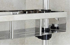 Plantex Stainless Steel Three-Layer Rotating Square Frame Rotating Bathroom Storage Rack/Shelf Bathroom Accessories - (Silver)