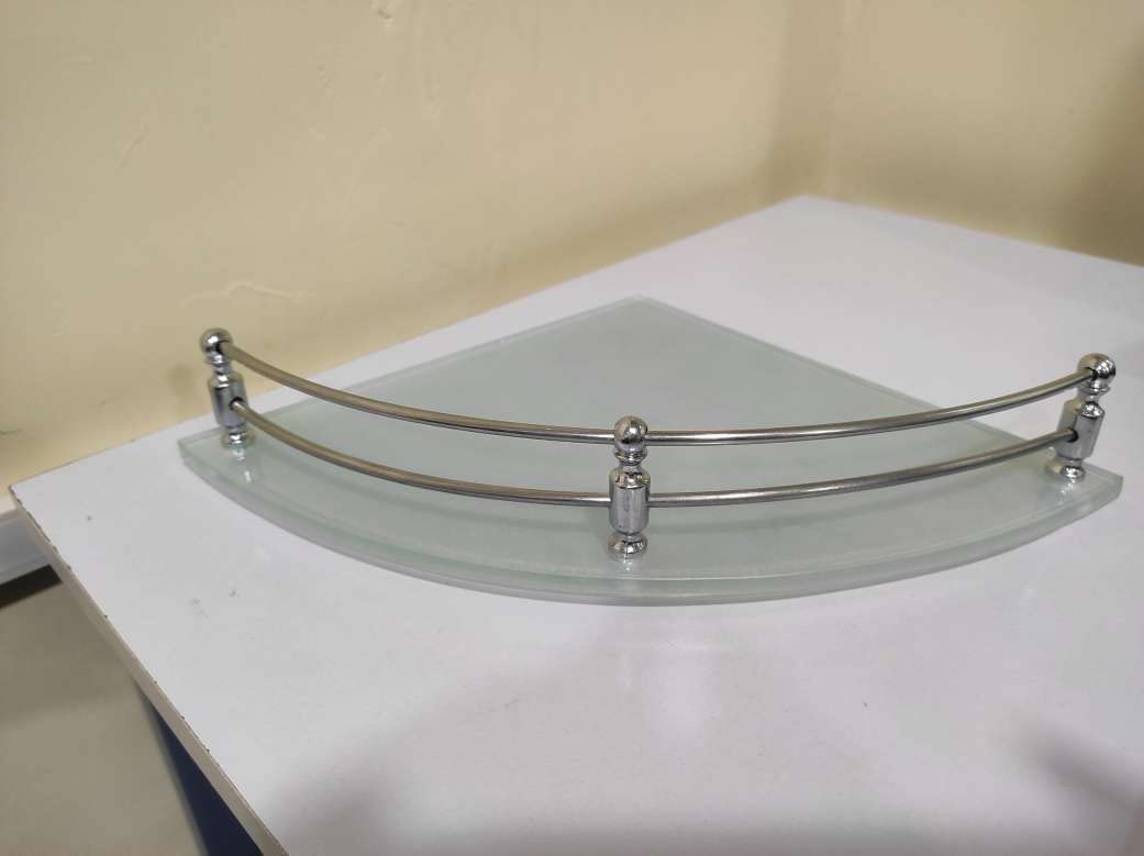 Plantex Premium Frosted Glass Corner/Shelf for Bathroom/Wall Shelf/Storage Shelf (9x9 Inch, Transparent) - Pack of 1