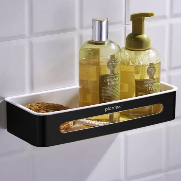 Plantex Stainless Steel & ABS Bathroom Shelf for Wall/Kitchen Shelf/Bathroom Shelf and Rack/Bathroom Accessories - (Black , 14X5 Inches)