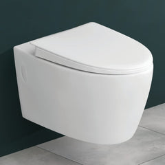 Plantex Platinium Ceramic Wall Hung Western Toilet/Water Closet/Commode With Soft Close Toilet Seat - (APS-776, White)