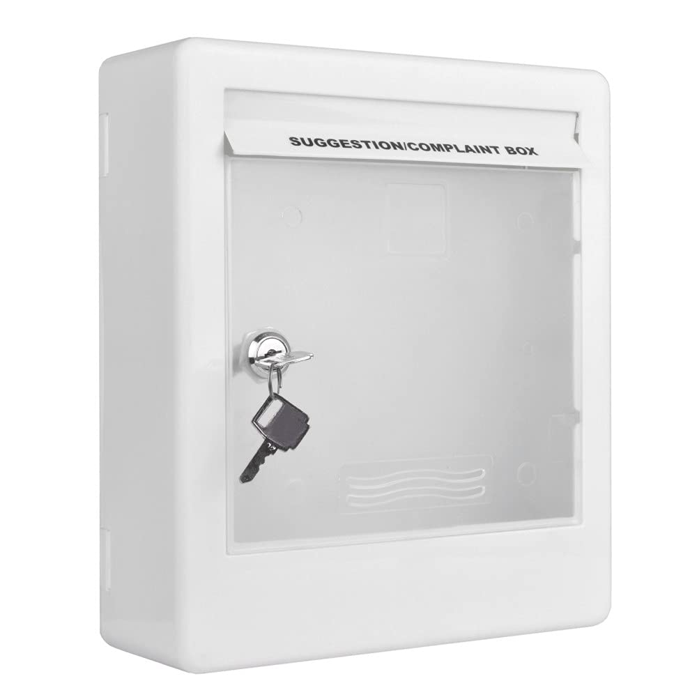 Plantex Virgin Plastic Wall Mount Suggestion Box/Complaint Box/Letter Box with Key Lock (White)