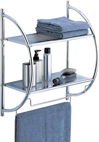 Plantex Stainless Steel Wall Mount 2 Tier Bathroom Shelf/Double Towel Rack for Bathroom/Towel Stand/Bathroom Accessories (Chrome-Silver)