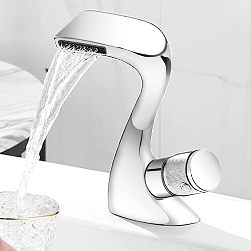 Plantex Designer Pure Brass Single Knob High Neck Hot & Cold Wash Basin Mixer/Kitchen Sink Tap (Chrome)
