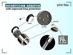 Plantex LEA-707 Pure Brass Silver 2-Way Bib Cock for Bathroom Tap/Quarter Turn Tap with Brass Wall Flange & Teflon Tape (Mirror-Chrome Finish)