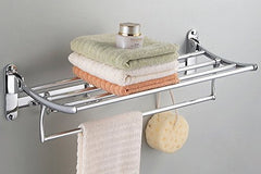 Planet Platinum Stainless Steel Folding Towel Rack for Bathroom (2 Feet Long) Towel Stand/Towel Hanger/Towel Holder/Bathroom Accessories for Home - Pack of (2)