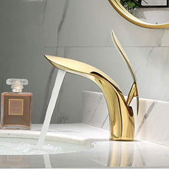 Plantex Designer Pure Brass Single Lever Hot & Cold Water Basin Mixer/Table Mounted Tap for Wash Basin- Gold Finish