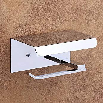 Plantex Platinum Stainless Steel 304 Grade Toilet Paper Holder with Mobile Phone Stand - Bathroom Accessories (Chrome Finish)