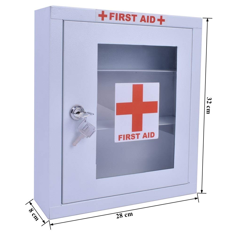 Plantex Emergency First Aid Kit Box/Emergency Multi Compartment Medical Box/First Aid Box for Home/School/Office/Wall Mount (White), 32x28x8 cm, Rectangular