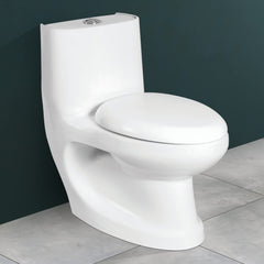 Plantex Platinium Ceramic One Piece Western Toilet/Water Closet/Commode With Soft Close Toilet Seat - S Trap Outlet (APS-742, White)
