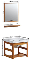 Plantex Aluminum Bathroom Vanity Cabinet Set with Sink/Mirror & Ceramic Basin for Bathroom – (Brown)