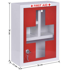 Plantex Platinum Big Size Emergency First Aid Kit Box/Emergency Medical Box/First Aid Box for Home-School-Office/Wall Mountable-Multi Compartments(Red & White) Rectangular (Metal)