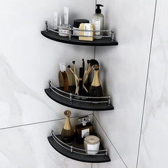 Planet Premium Black Glass Corner Shelf for Bathroom/Wall Shelf/Storage Shelf (12 x 12 Inches - Pack of 1)