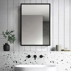 Plantex Bathroom Mirror Cabinet/Heavy-Duty Steel Bathroom Storage Organizer/Shelf/Bathroom Accessories – 14x20 Inch, Black