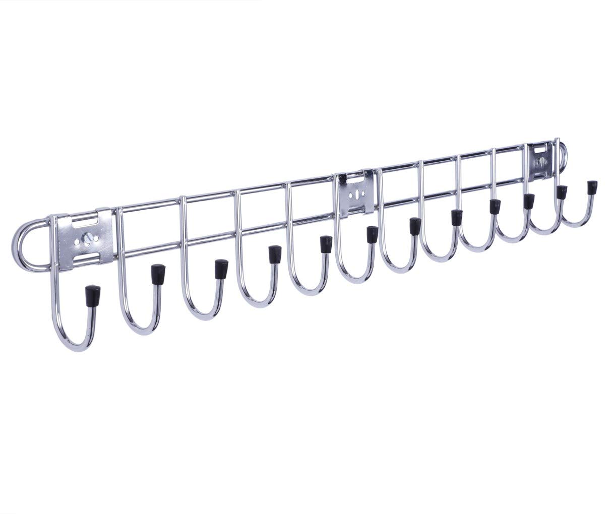 Plantex Stainless Steel Hook Rail for Bathroom/Hook Rail for Cloth/Towel Hanger(12 Hooks - L:24 inches)