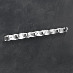 Plantex Aluminum Hook Rail with 8-Hooks for Walls of Bathroom/Kitchen–Hook Rail Bar for Clothes/Towel/Keys-Pack of 2 (8 Hooks,Chrome)