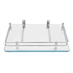 Plantex Glass Chrome finish Set Top Box Wall Shelf / Stand with Wall Brackets (12 X 9 Inch, Transparent) - Set of 1
