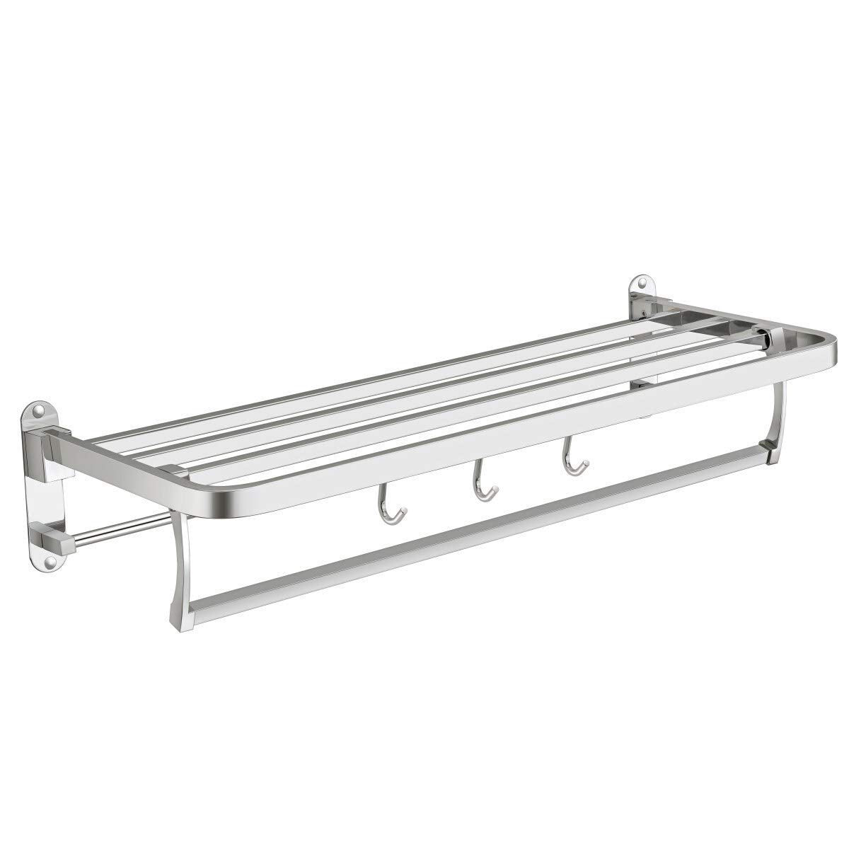 Plantex New Look Stainless Steel Folding Towel Rack for Bathroom / Towel Stand / Hanger / Bathroom Accessories (24 Inch-Chrome)