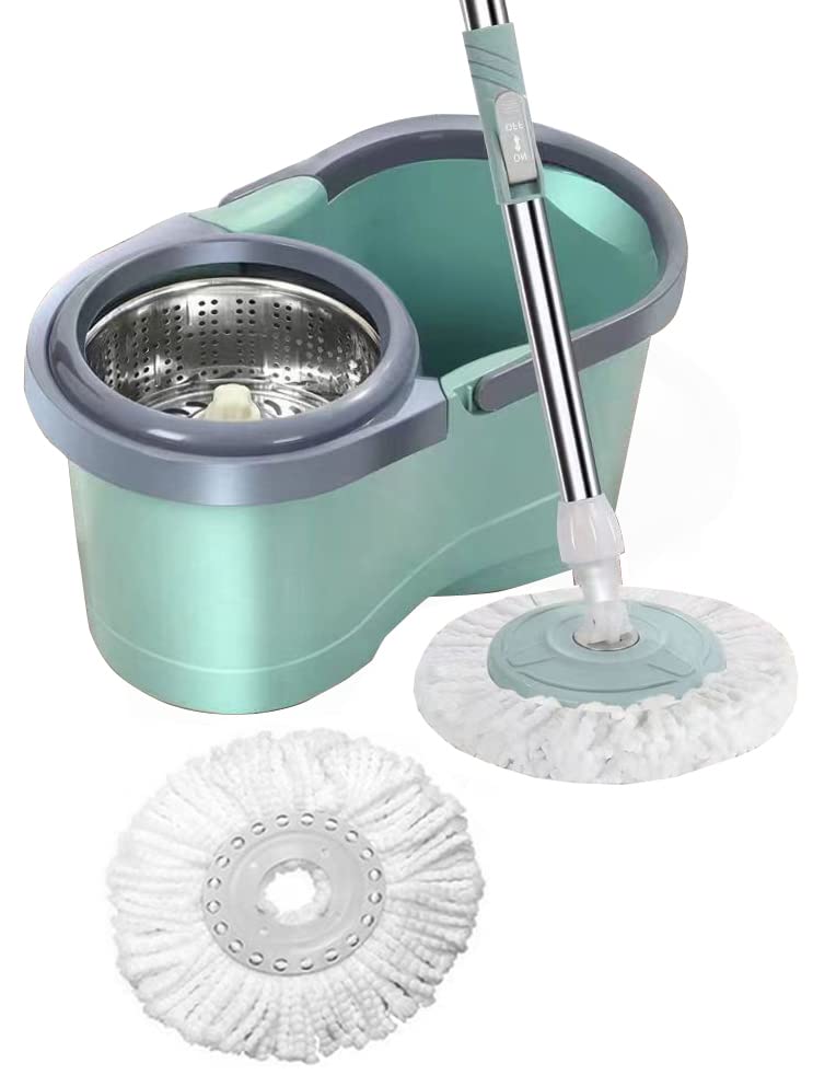 Plantex Mop with Stainless Steel Wringer Basket and Microfiber Refill – Floor Mopping System