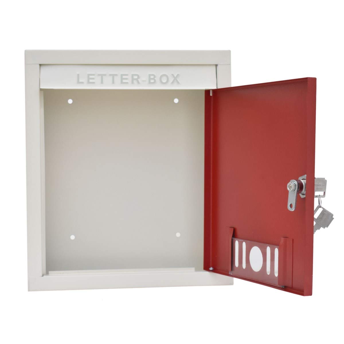Plantex Big Size Letter Box for Home/Mail Box/Letter Box for gate and Wall with Key Lock (Red & Ivory)