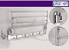 Planet Platinum Stainless Steel Folding Towel Rack for Bathroom (2 Feet Long) Towel Stand/Towel Hanger/Towel Holder/Bathroom Accessories for Home - Pack of (2)